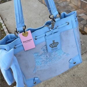 Juicy Couture Sky Blue and Gray Scottie Daydreamer- Signature Embroidered Crest